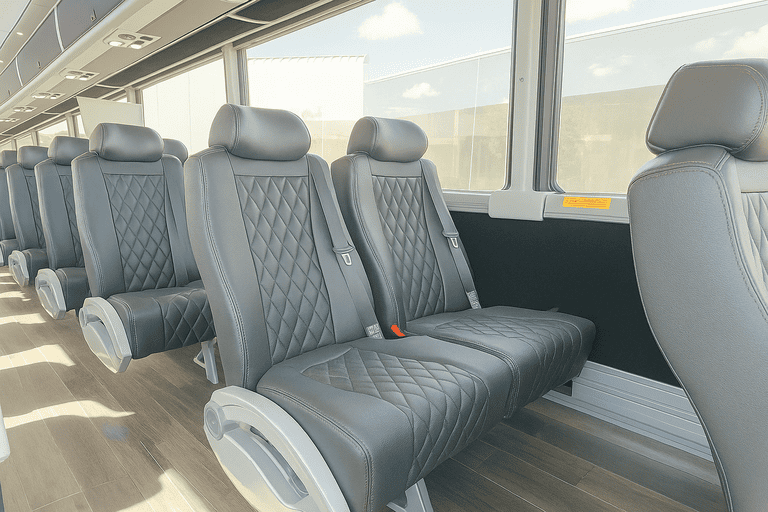 interior of Pueblo Shuttle Bus Rentals charter bus